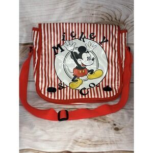 Vintage Mickey Mouse Cooler Messenger Bag Striped Graphic Design Disney 90s‎